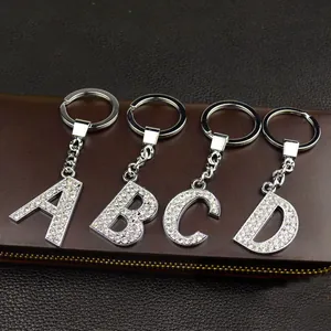 35mm Alphabet Pendant Alloy Rhinestone English Letter Keychain Silver DIY Personalized Clothing Bag Jewelry Charm