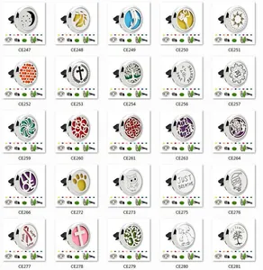 Catálogo de clips de aromaterapia para coche de acero inoxidable de 30 mm con patrones