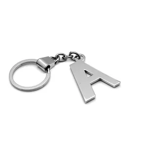 Polished silver metal alphabet keychain featuring capital letter A pendant bag charm