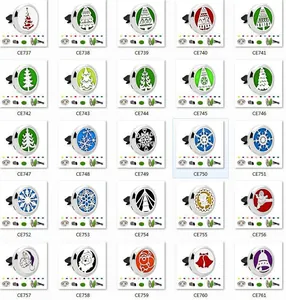 Clips de aromaterapia para coche de 30mm, colección navideña con copos de nieve y Papá Noel