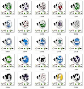 Catálogo de clips de aromaterapia para coche de 30mm con varios diseños huecos
