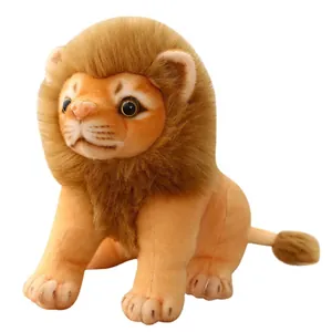 Adorable lion plush toy stuffed animal doll for kids birthday gift on white background