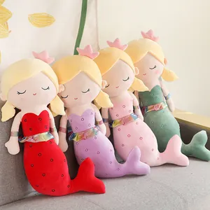 Sleeping Mermaid Princess Plush Long Body Pillow Soft Stuffed Doll Mermaid Scale Sequin Bedtime Toy For Children Kids Birthday Gift