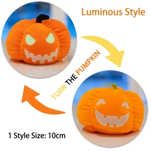 Peluche zucca reversibile luminescente per Halloween, misura 10 cm per decorazione