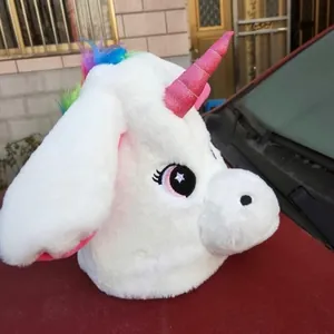 Cappello da unicorno in peluche animato con orecchie mobili, regalo di Natale bimbi.