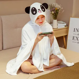 Gemütliche Flanell-Kapuzendecke im Panda-Design für zu Hause
