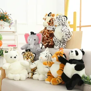 Sammlung verschiedener Cartoon Tier Plüschrucksäcke für Kinder wie Panda und Tiger