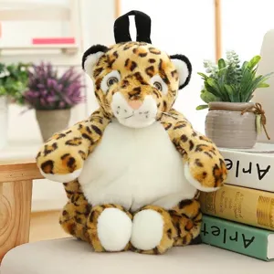 Niedlicher Plüsch Rucksack mit Leopardenmuster für Kinder weiches Stofftier Design