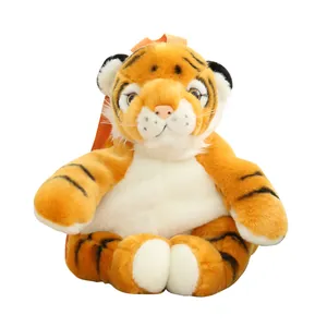 Süßer Plüsch-Tiger-Rucksack für Kinder mit weichem Fell und orangefarbenen Trägern.
