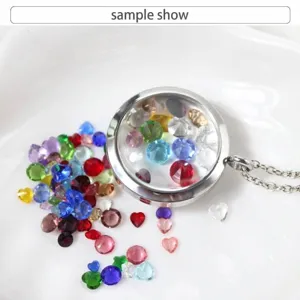 12 colors heart and round birthstone glass crystals for DIY jewelry floating locket