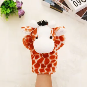 Cute giraffe plush hand puppet for storytelling and preschool role play