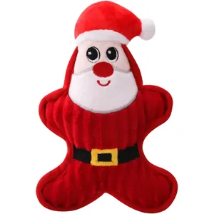 Quietschendes Weihnachtsmann Plüschtier für Hunde aus rotem Cord für Weihnachten