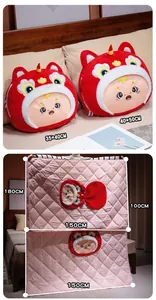Cute 2-in-1 lion dance plush pillow and quilted blanket set for office nap and home use