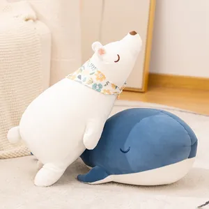 Soft Cartoon Whale Plush Toy Polar Bear Stuffed Animal Pillow Cute Sea Life Plushie Birthday Gift For Girls Kids Nursery Decor