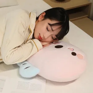 Cute pink cartoon fish plush pillow soft sleeping body cushion for side sleeper