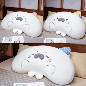 Cute seal-shaped curved plush pillow for bed backrest and lumbar support on sofa