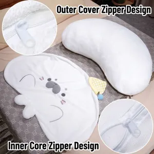 Cute cartoon seal shaped crescent pillow featuring a removable plush zipper cover