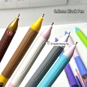 Detail of 0.5mm fast-drying gel pens with colorful twist design and ST tips