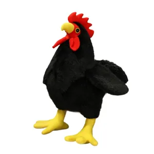 Peluche de coq noir mignon et géant avec texture douce pour enfants et décoration