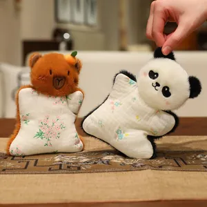 Adorables peluches marionetas de dedo de oso y panda con toalla calmante y bolsa de frijoles