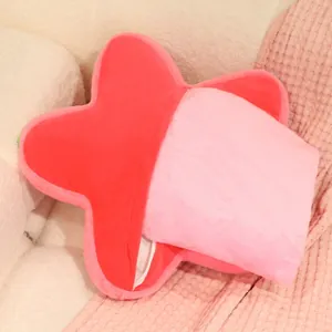 Pink star-shaped 2-in-1 plush pillow and blanket set for office and home sofa decor