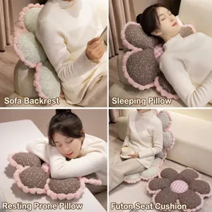 Coussin en peluche en forme de fleur pour canapé, sommeil et assise au sol