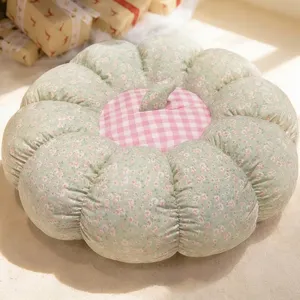 Cojín de suelo con forma de calabaza de estilo nórdico con patrones florales y cuadros