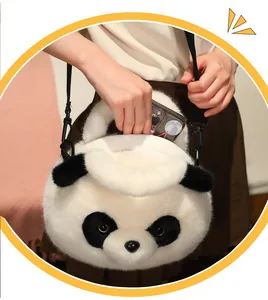 Bonito bolso bandolera de panda de peluche para niños con espacio para el móvil
