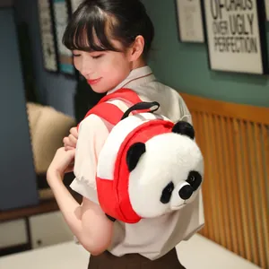 Linda mochila de peluche de panda para niños con diseño de cara animal 3D y suave