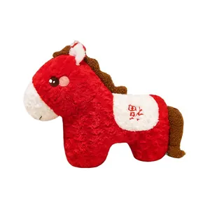 Niedliches rotes Pferde-Maskottchen-Plüschtier mit festlicher Stickerei für Geschenke