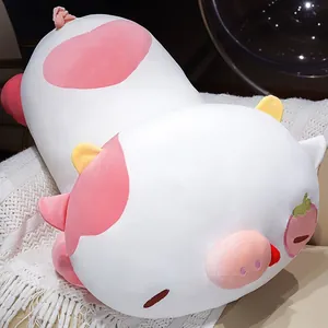 Cute strawberry pig plush toy cow pillow doll