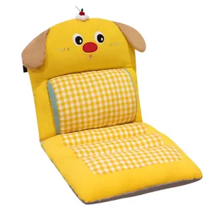 Cojín de silla de perro de dibujos animados amarillo con soporte lumbar para oficina