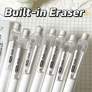 Close-up of minimalist 0.5mm and 0.7mm mechanical pencils featuring built-in erasers