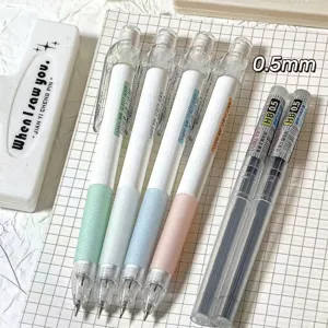 Minimalist mechanical pencil set 0.5mm with pastel grips and extra lead refills