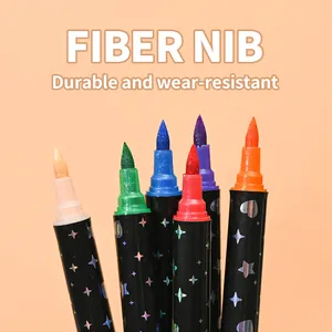 Glitzer-Textmarker-Set mit langlebigen Faserspitzen in sechs leuchtenden Farben