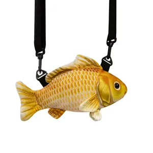 Unieke realistische 3D goudvis pluche crossbody tas voor creatieve en leuke modeaccessoires