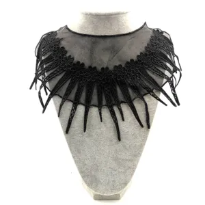 Vintage Bestickt Polyester Abnehmbarer Spitzenkragen Blumenmuster Netz Hohl Quaste Falscher Kragen Für Damen Kleid DIY