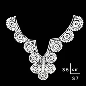 White floral hollow lace collar applique with 35x37cm dimensions for DIY sewing crafts
