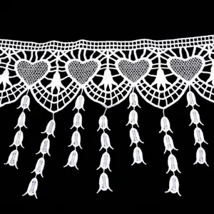 Milk Silk Water Soluble Embroidery Lace Trim With Heart Tassel 3D Hollow Lace Flower For DIY Clothing Sewing Accessories