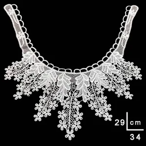 Elegant Polyester Water Soluble Lace Detachable Collar 3D Hollow Floral Embroidered Fake Collar For Women Dress Accessories