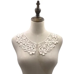Water Soluble Lace Collar Flower Milk Silk Embroidered Shoulder Neck Collar Hollow Out Floral DIY Applique For Lingerie Clothing Decor