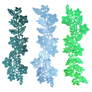 Applique en Dentelle Fleurie Hydrosoluble en Polyester Patch Floral Broderie 3D Creuse pour Décoration de Robe de Mariée DIY