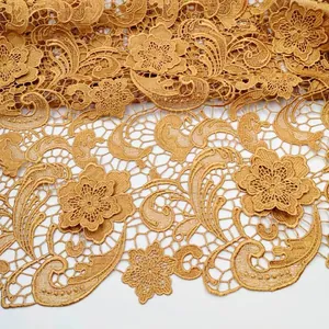 Élégant Tissu De Dentelle Hydrosoluble Broderie Artisanale Lourde Motif Cachemire Floral Tissu Maille Ajourée Pour Robe De Mariée Costumes De Scène