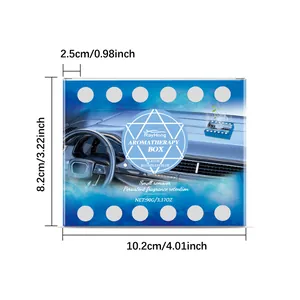 Dimensioni dettagliate della scatola per aromaterapia RayHong blu con 10,2 cm e 8,2 cm altezza