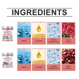 Ingredients of Homonth car aromatherapy with rose and cherry extracts in details.