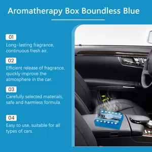 Scatola aromaterapia blu per auto che offre una fragranza fresca e duratura continua