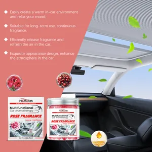 Detailed view of Homonth rose fragrance car aromatherapy jar and packaging box