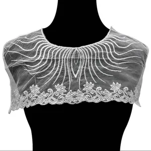 Elegant white water-soluble lace embroidered fake collar for women clothing accessories