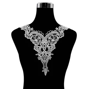 Exquisite white water-soluble embroidery lace collar flower for DIY garment accessories