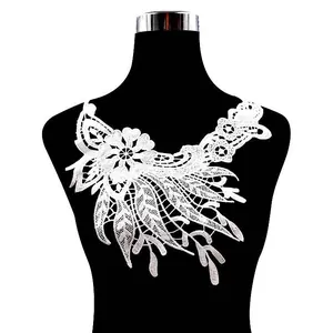 Wasserlösliche Spitze Stickerei Blumen Patch Für Damen DIY Nähen Hohl Polyester Falsche Kragen Kleid Brust Dekoration